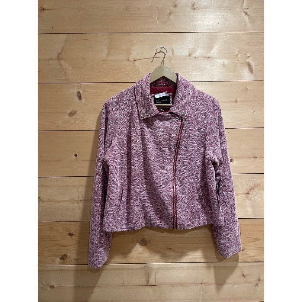 NWT Eloquii Soft Knit Moto Jacket Heathered Red 14/16